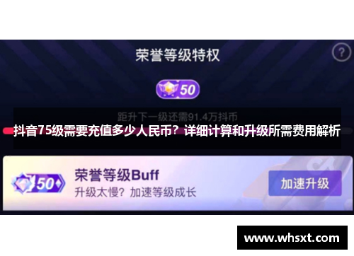 抖音75级需要充值多少人民币？详细计算和升级所需费用解析
